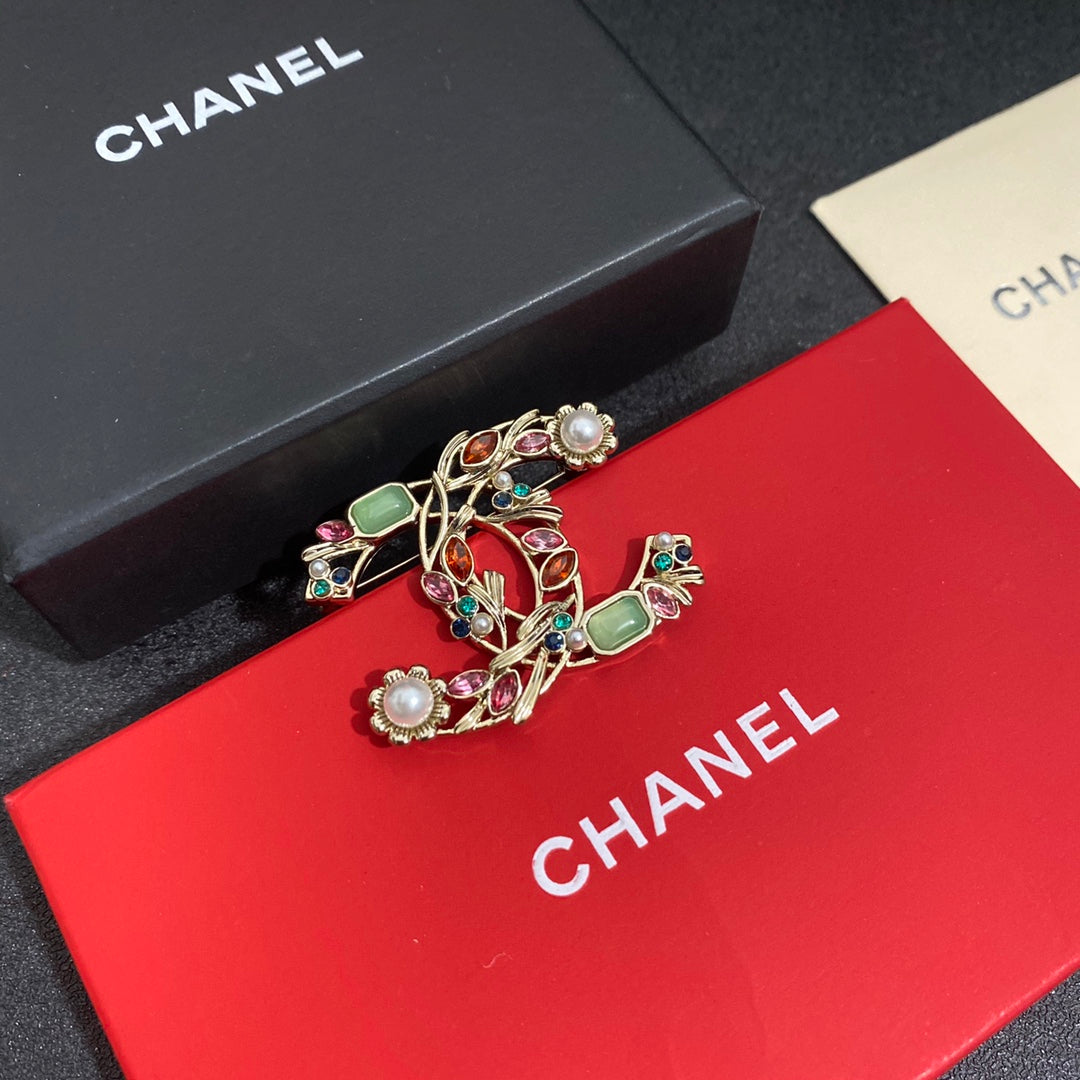 Vintage Colored Gemstone Brooch