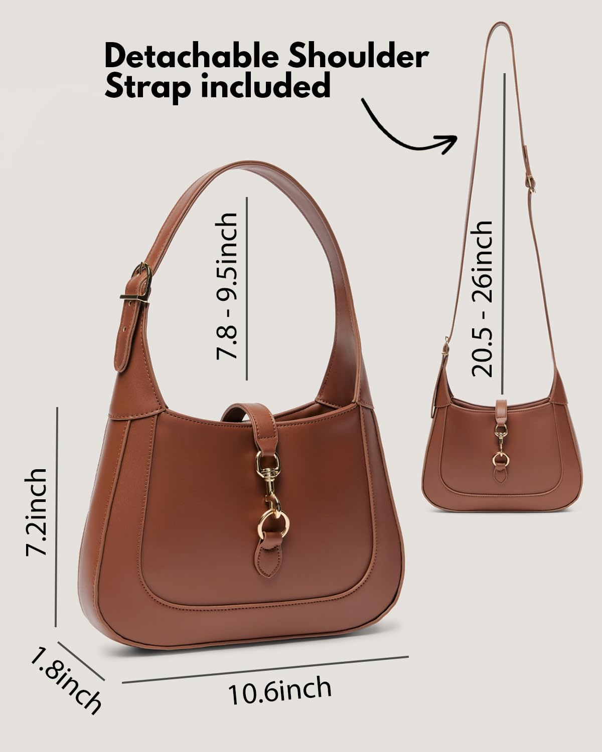 Shoulder Bag for Women - Small Shoulder Purses - Top Handle Structured Handbags - Adjustable Strap Vegan Leather