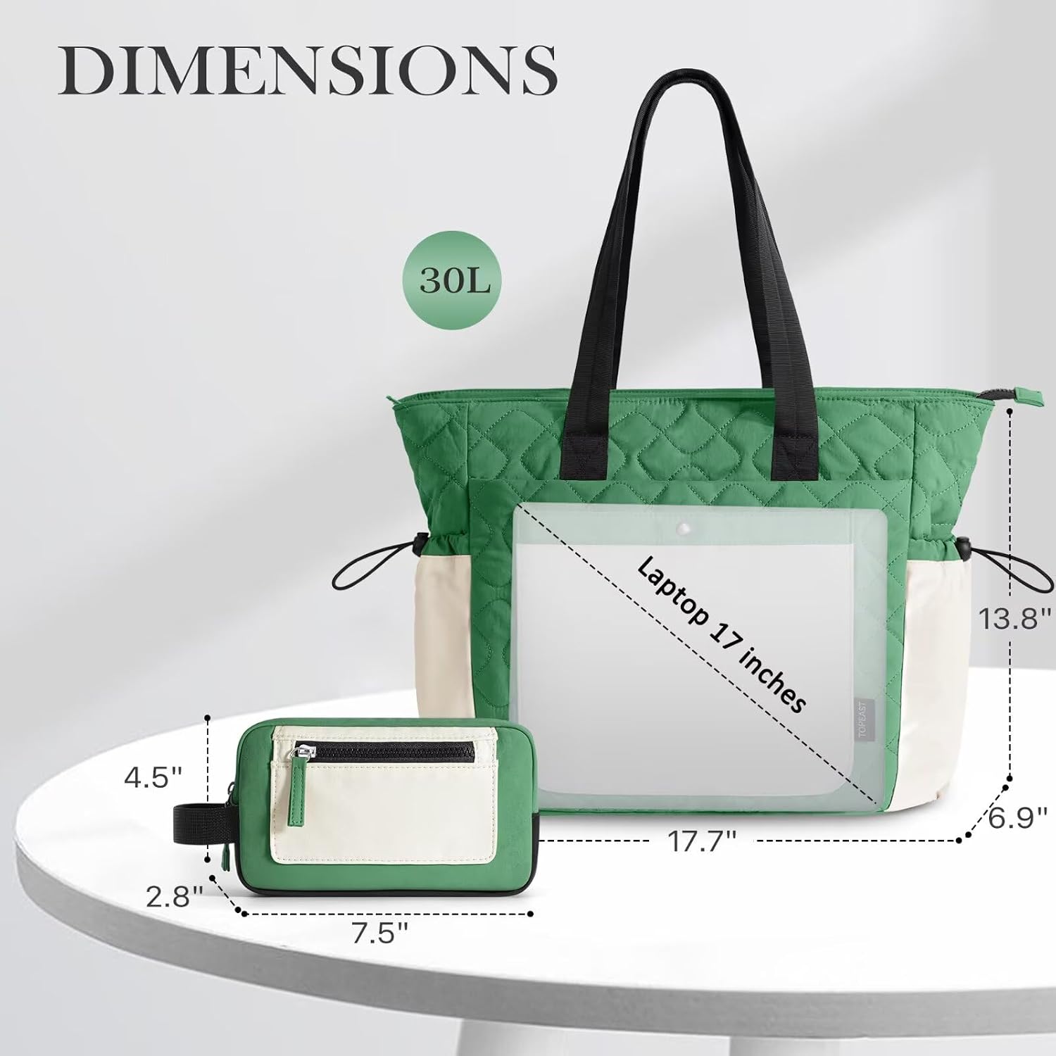 TOPEAST Tote Bag for Women, Lightweight Puffer Tote Bag with Zipper, Work Bags for Nurse Teacher, Travel Puffy Handbag
