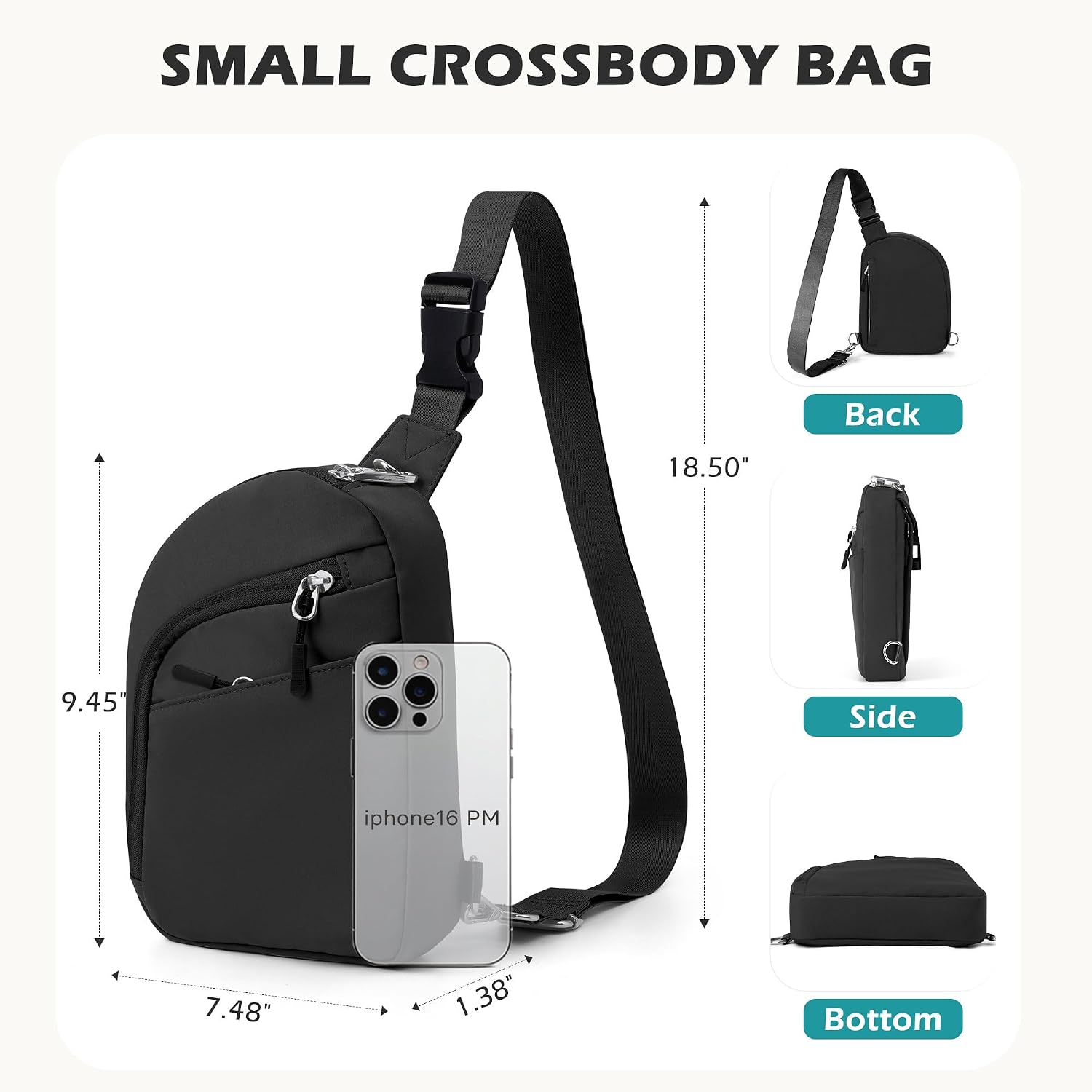 TOPEAST Anti Theft Crossbody Bags for Women Men, Small Sling Crossbody Bag Travel Purse Shoulder Wallet with RFID Blocking