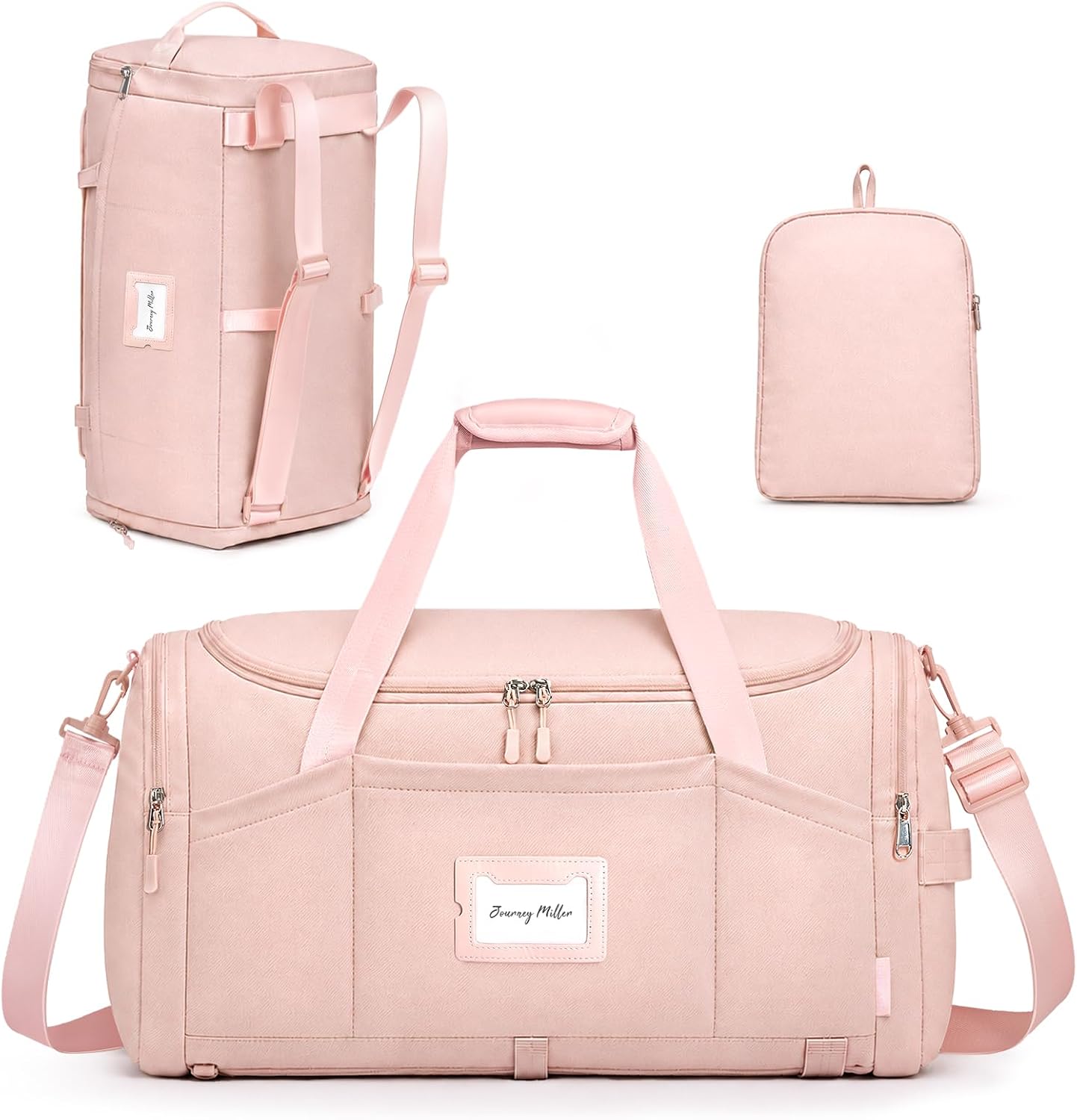 TOPEAST Foldable Duffle Bag for Travel, Large Travel Duffel Bags for Women | 4 in 1 Travel Backpack, Carry on Weekender Bags for Women Travel, 40L Capacity, Multi-Pocket, Water-resistant, Pink
