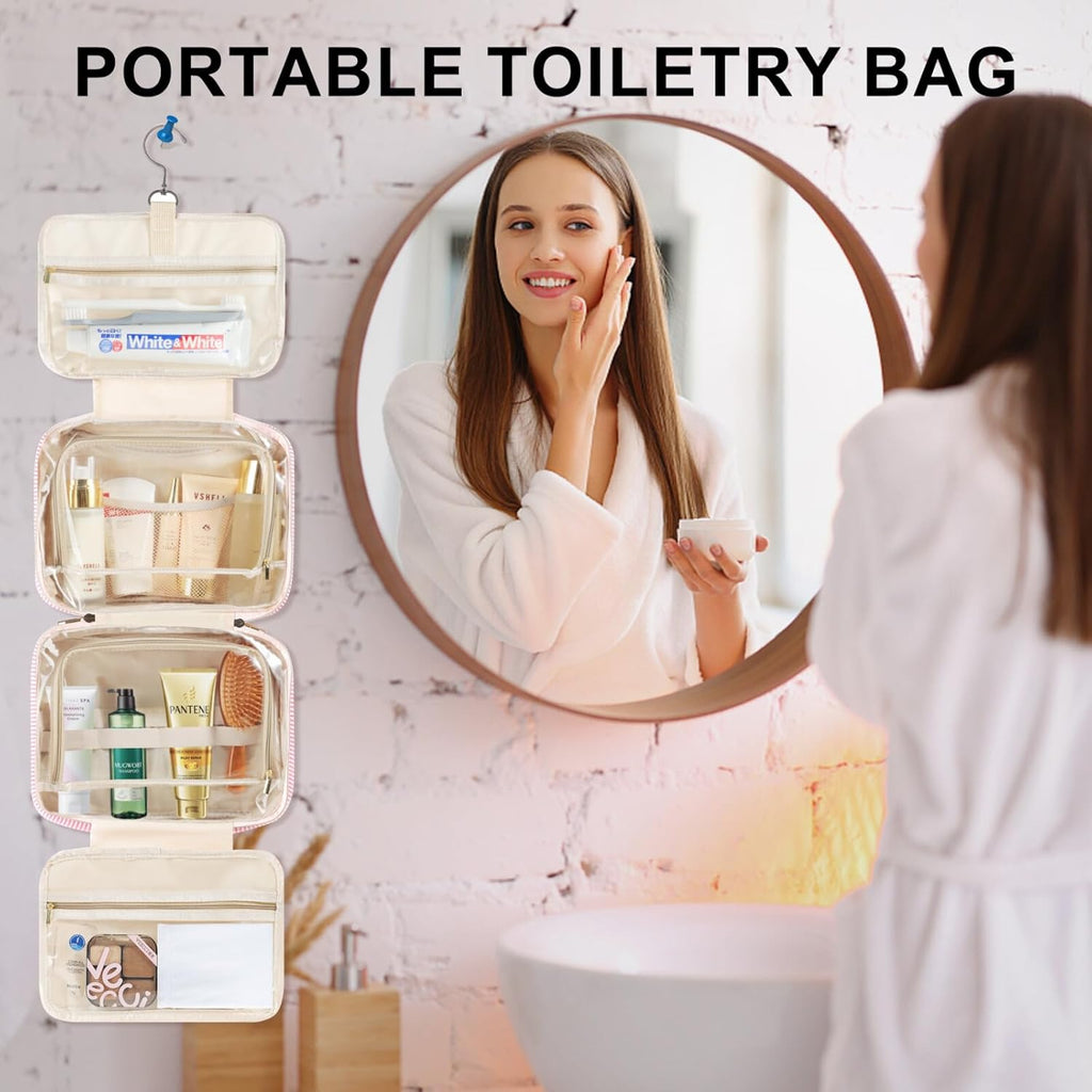 TOPEAST Travel Makeup Bag and Toiletry Bag, Personalized Initial Makeup Bag