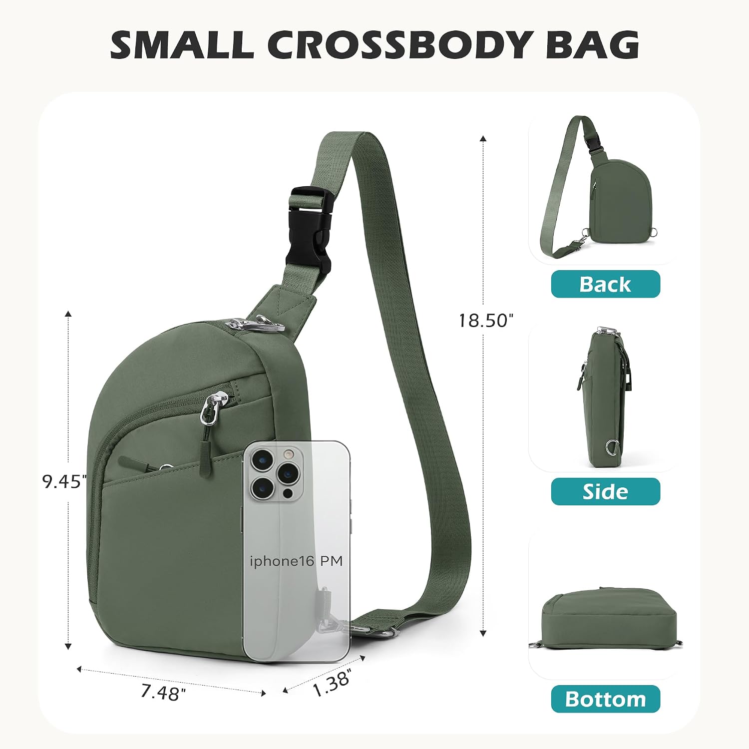 TOPEAST Anti Theft Crossbody Bags for Women Men, Small Sling Crossbody Bag Travel Purse Shoulder Wallet with RFID Blocking