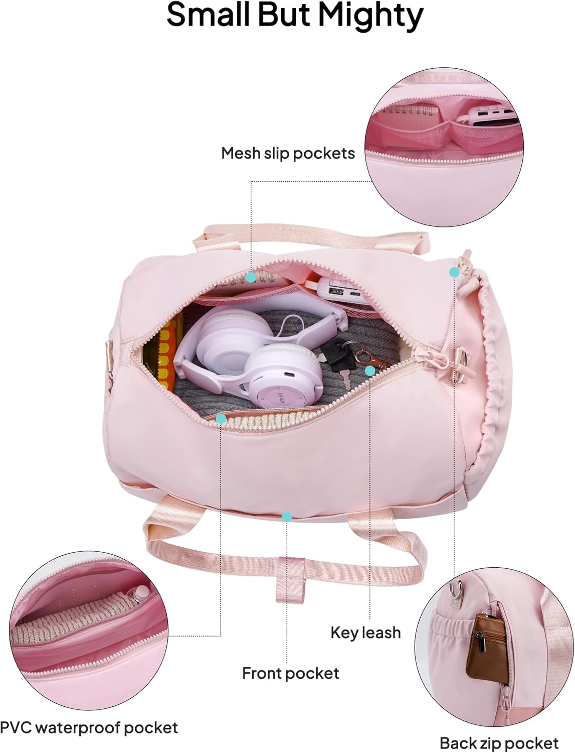TOPEAST Small Gym Bag for Women, Mini Sports Yoga Bag with Yoga Mat Holder, Small Pink Gym Bag Overnight Weekender Duffle Handbag for Travel Dance Workout