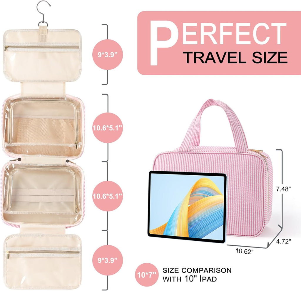 TOPEAST Travel Makeup Bag and Toiletry Bag, Personalized Initial Makeup Bag