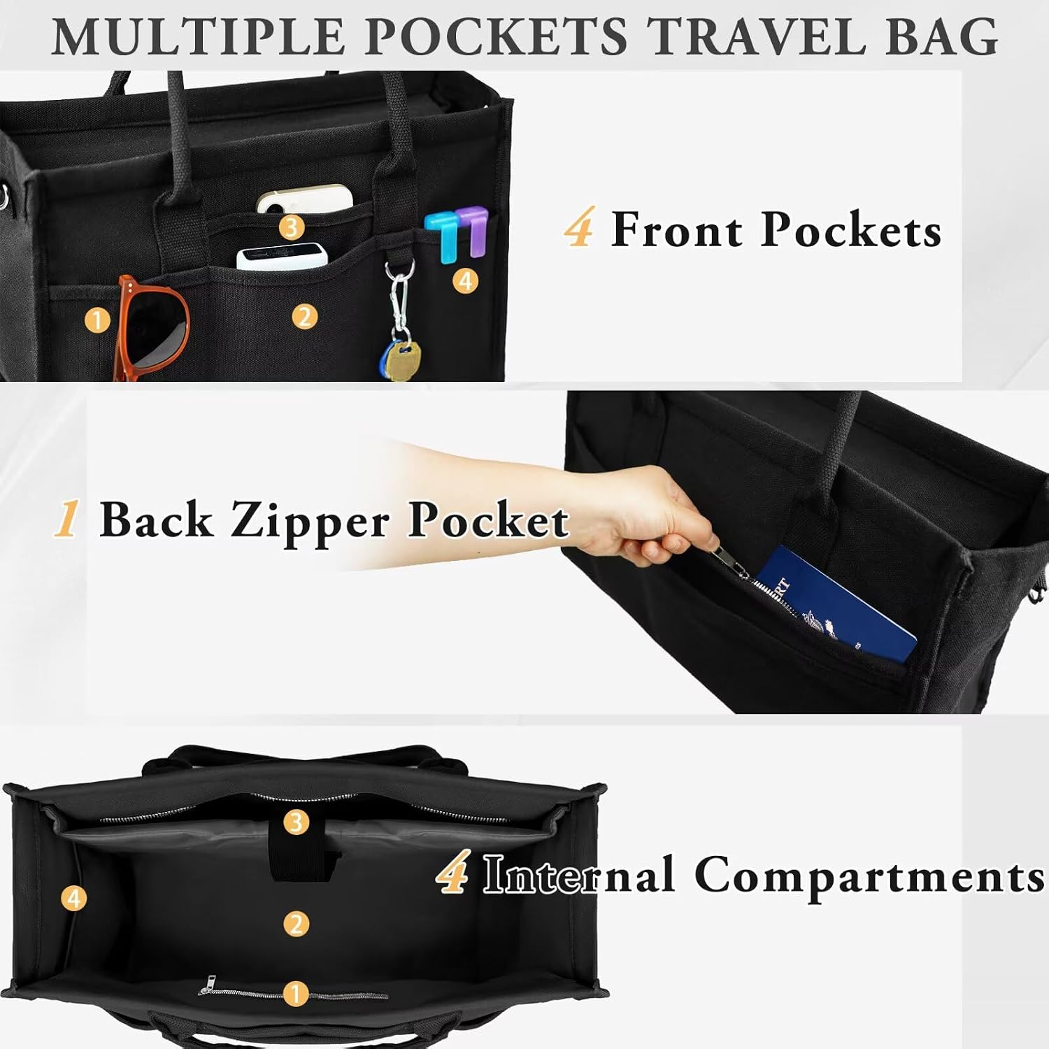 TOPEAST Canvas Tote Bag for Women, Women's Crossbody Handbag for Work Travel, Large Tote Bag with Compartments