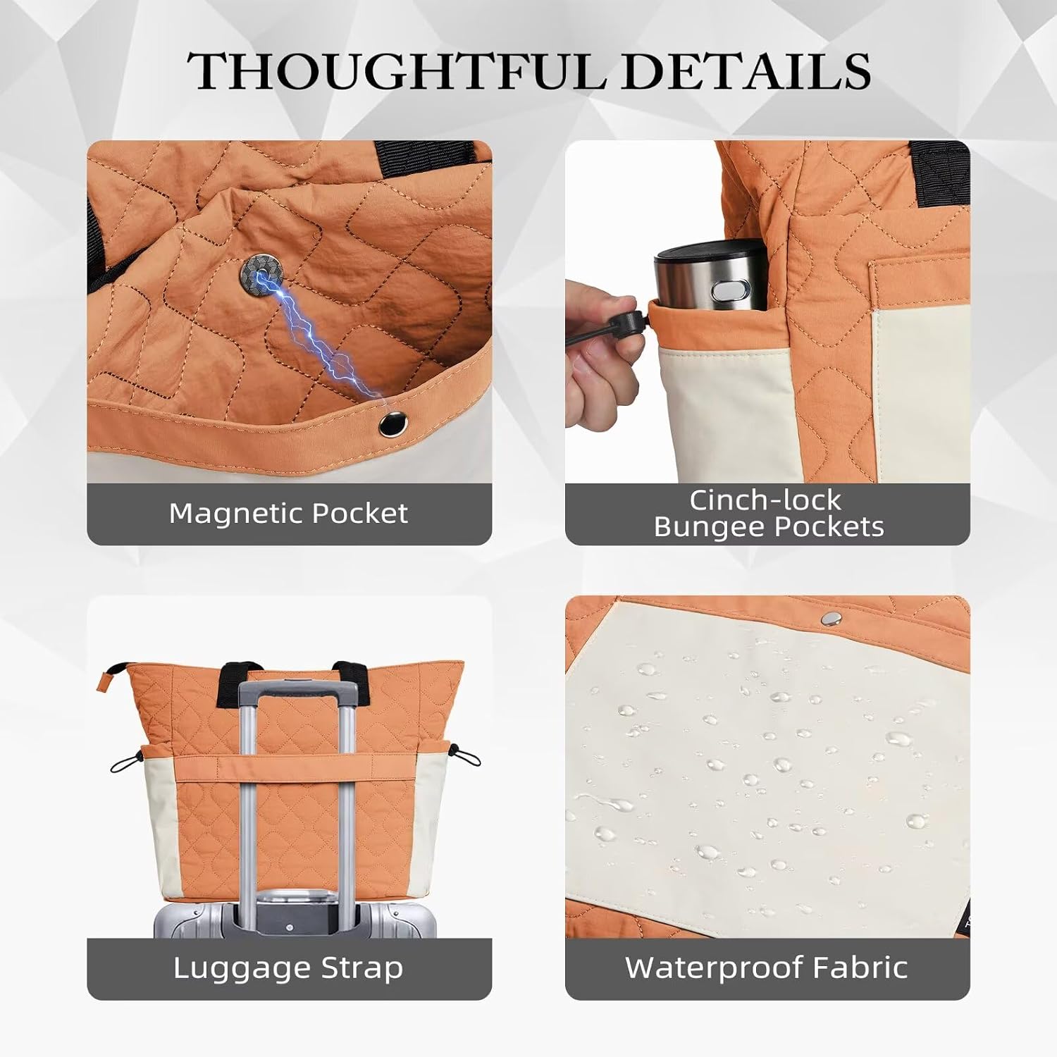 TOPEAST Tote Bag for Women, Lightweight Puffer Tote Bag with Zipper, Work Bags for Nurse Teacher, Travel Puffy Handbag