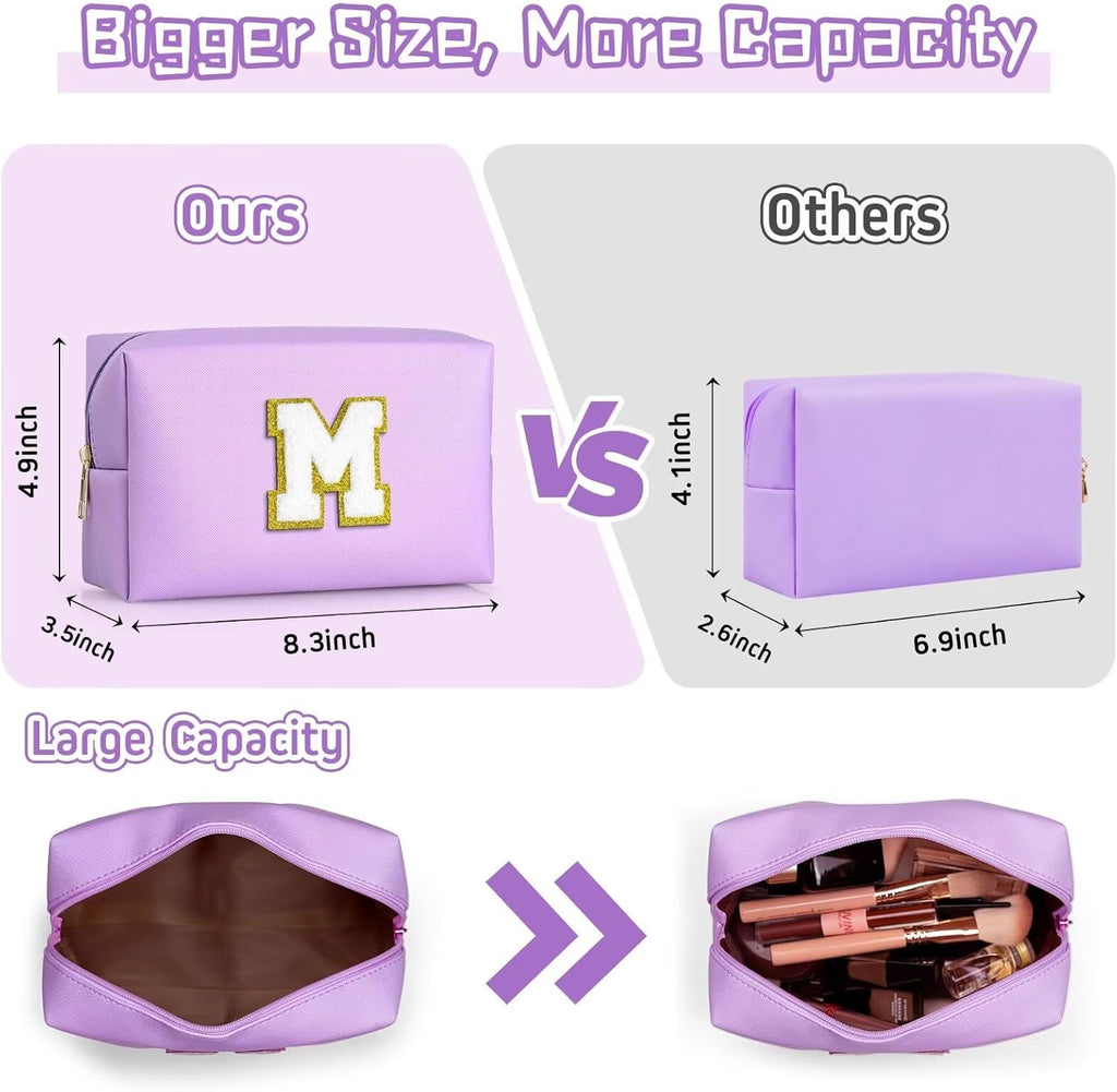 TOPEAST Gifts for Friends Female Mom, Cute Makeup Bag Small Pink Cosmetic Bag Travel Toiletry Bag, Personalized Birthday Gift for Women Girl, Preppy Travel Stuff for Girls (Purple C)