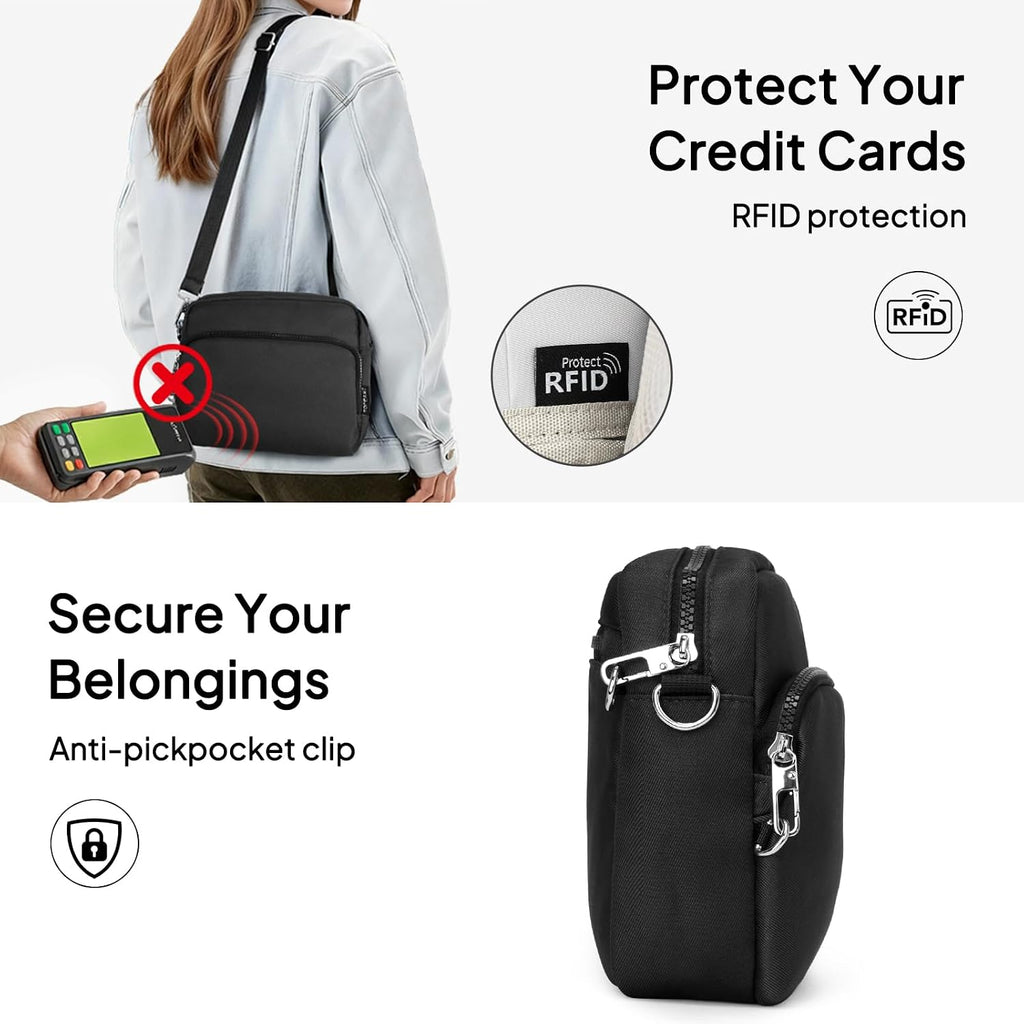 TOPEAST Anti-Theft Crossbody Travel Bag for Women Men, Lightweight Shoulder Bag Classic Design for Trip, Daily Use, Sport