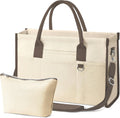 TOPEAST Canvas Tote Bag for Women, Women's Crossbody Handbag for Work Travel, Large Tote Bag with Compartments