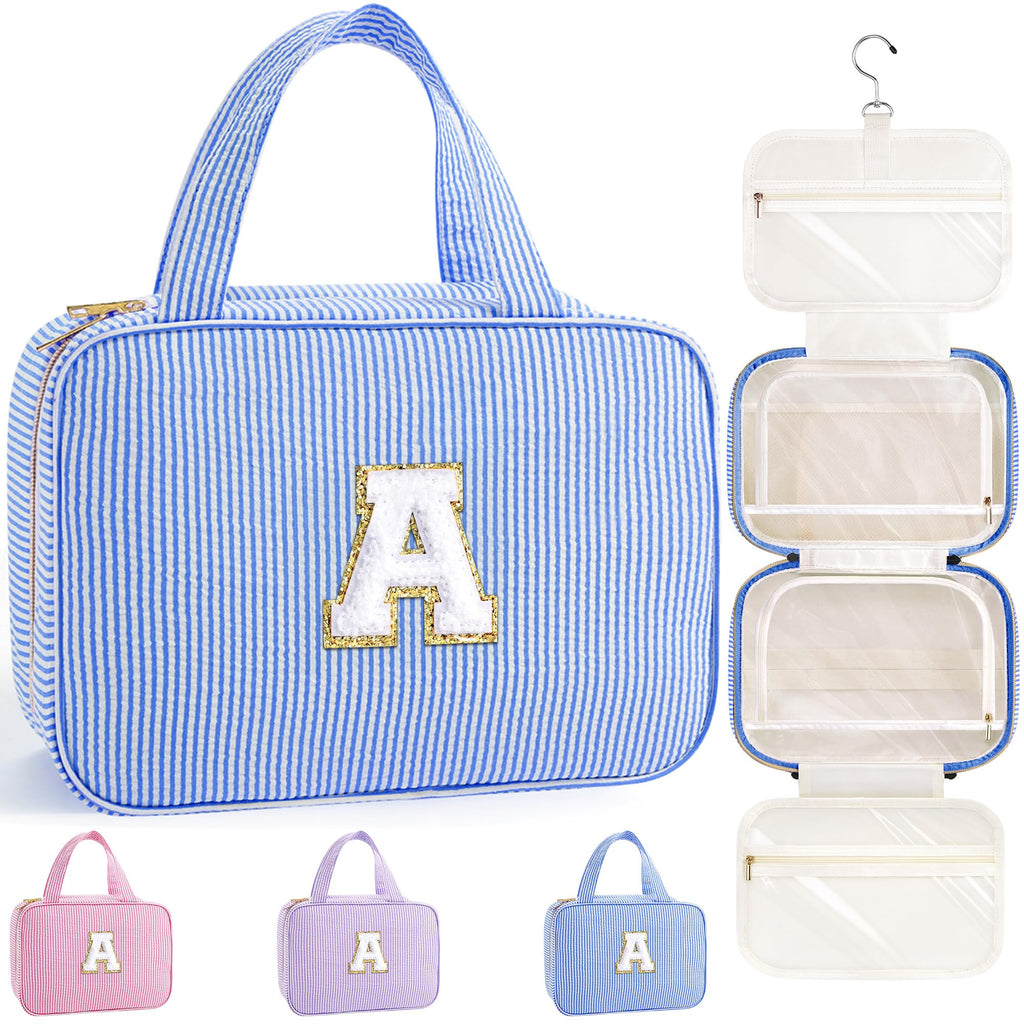 TOPEAST Hanging Toiletry Bag for Women - Travel Toiletry Bag Makeup Bag, Portable Toiletries Cosmetic Bag, Airplane Travel Essentials - Letter Z, Purple