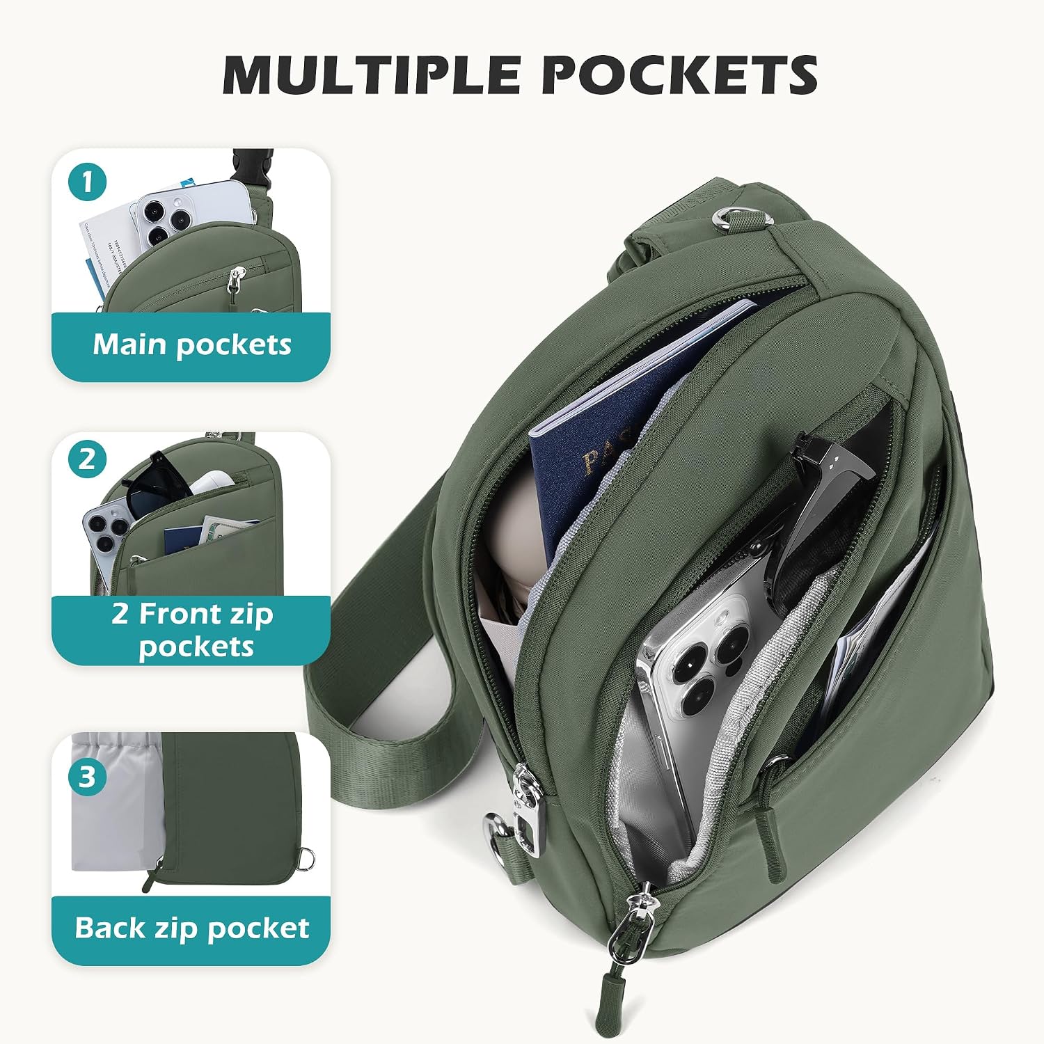 TOPEAST Anti Theft Crossbody Bags for Women Men, Small Sling Crossbody Bag Travel Purse Shoulder Wallet with RFID Blocking