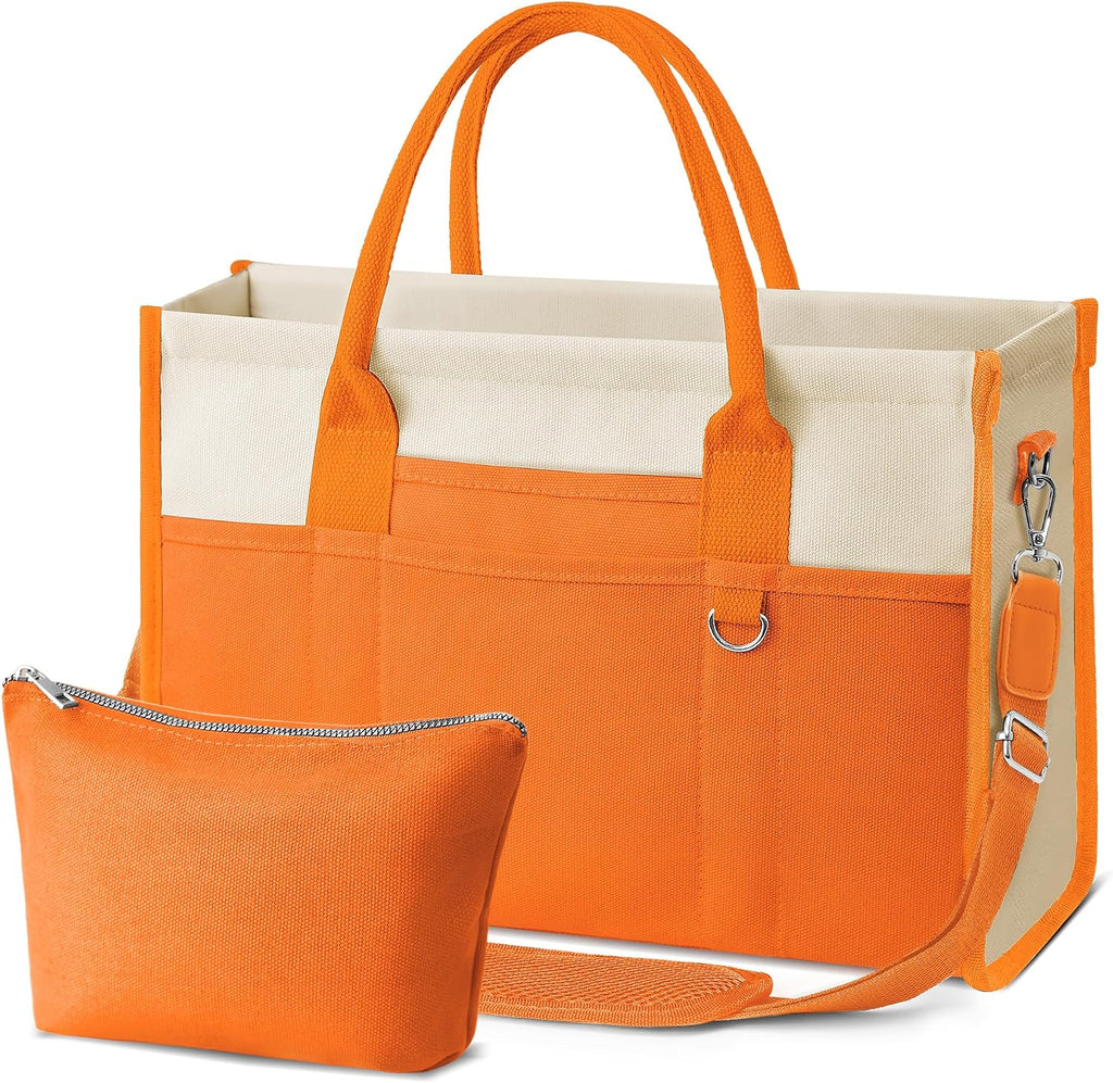TOPEAST Canvas Tote Bag for Women, Women's Crossbody Handbag for Work Travel, Large Tote Bag with Compartments