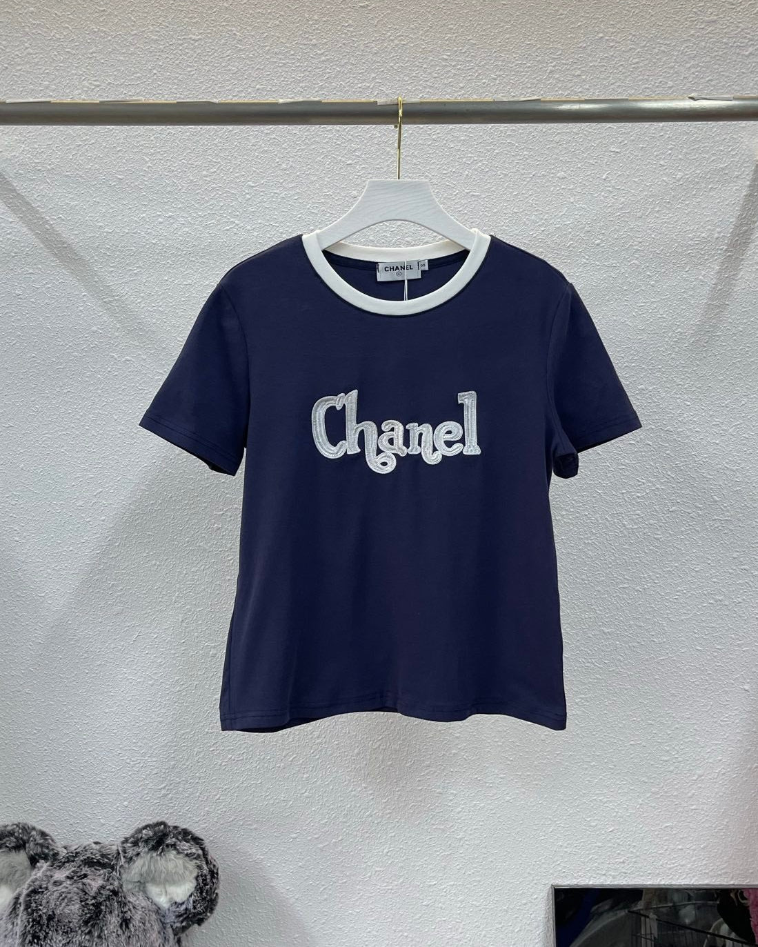 Contrast color pure cotton T-shirt