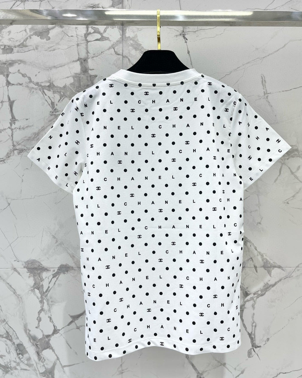 White Polka Dot Sequined T-Shirt