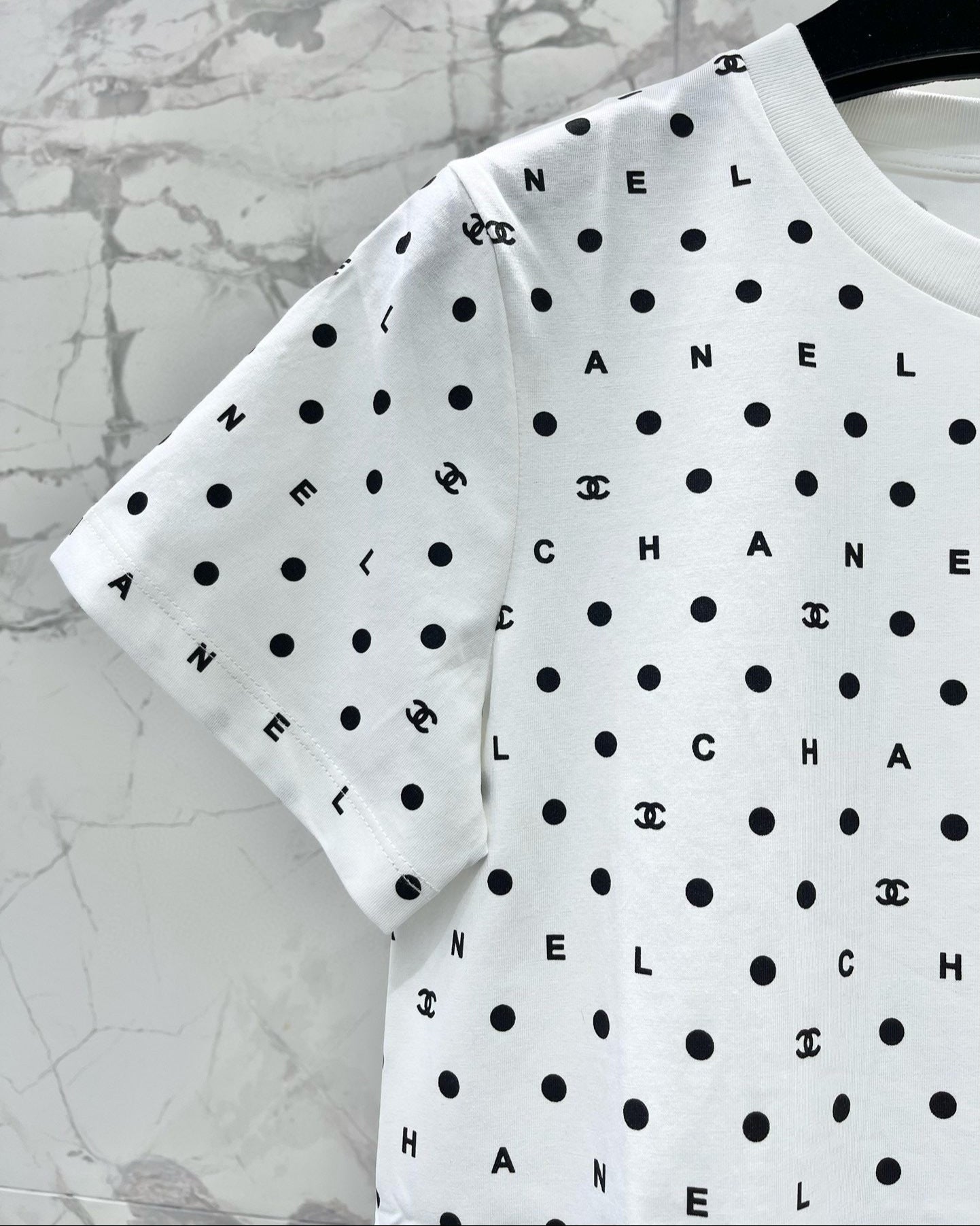 White Polka Dot Sequined T-Shirt