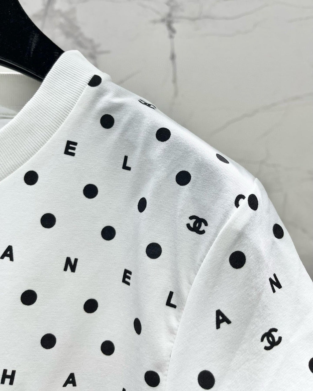White Polka Dot Sequined T-Shirt