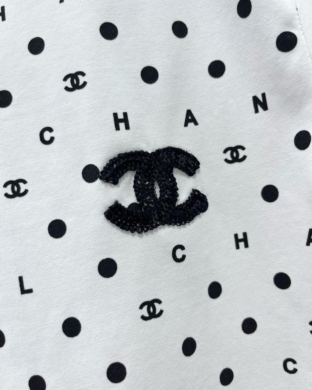 White Polka Dot Sequined T-Shirt