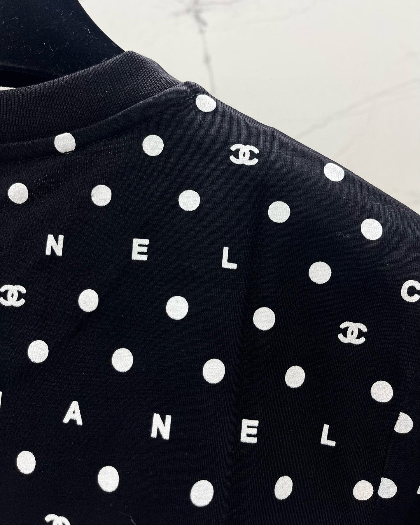 Black Polka Dot Sequined T-Shirt