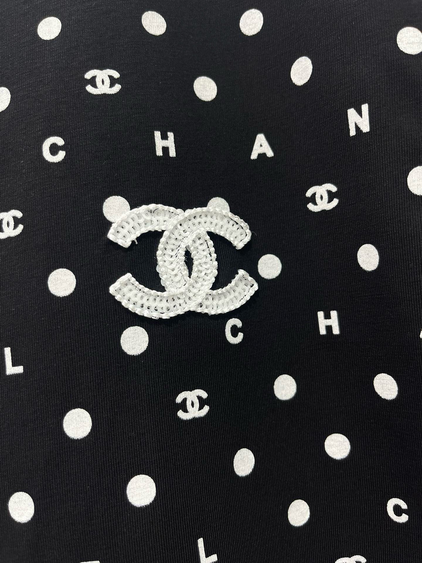 Black Polka Dot Sequined T-Shirt